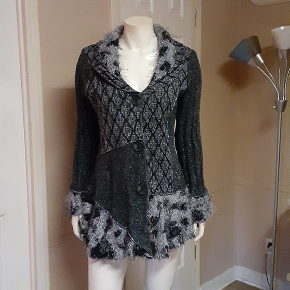 Liquid By Sioni Dresses & Skirts - Liquid By Sioni Fuzzy Button Up Sweater Dress